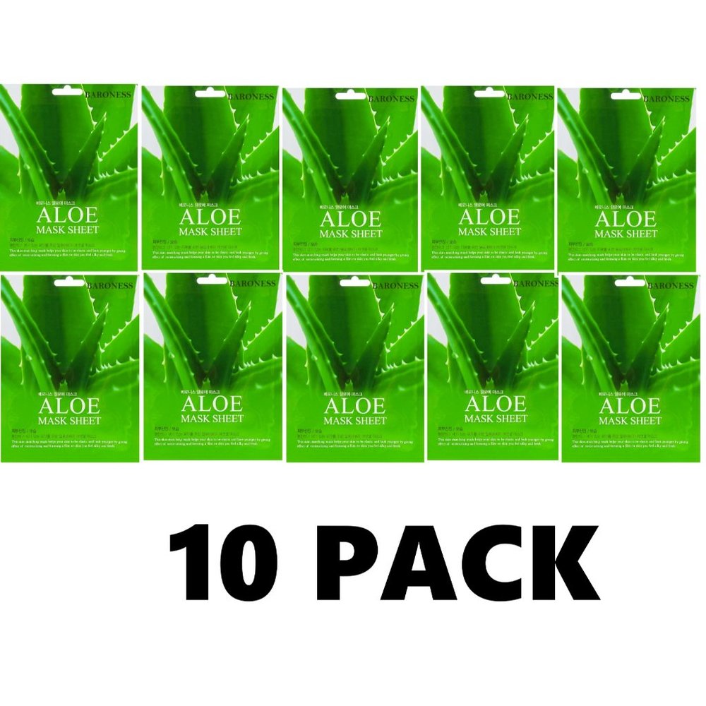 Baroness ALOE Mask Sheet 10 Sheets - 10 PACK Elastic Moisturizing Hydrate
